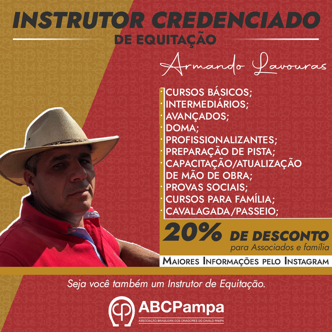 Novo Instrutor Credenciado de Equitação Armando Lavouras